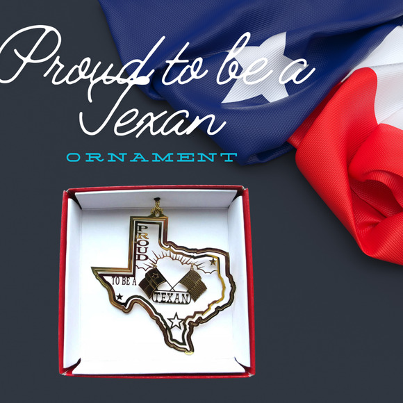 Proud to be a Texan Brass Ornament Texas State American Flag - Picture 2 of 8